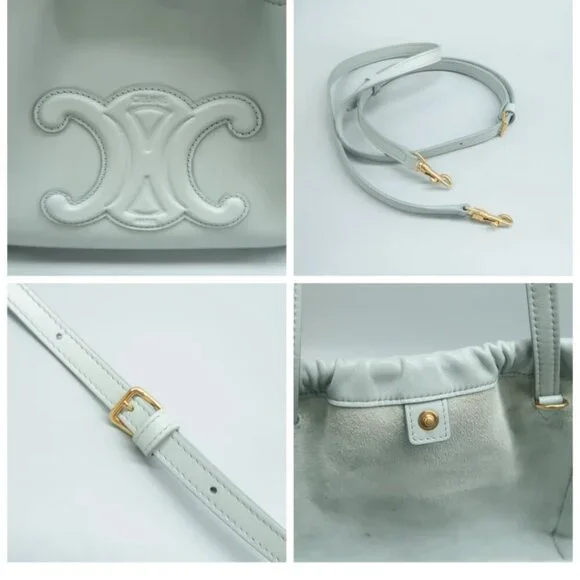 100% Authentic CELINE Blue Leather Satchel - Picture 8 of 12